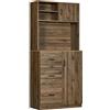 HOMCOM Credenza Moderna con 3 Cassetti e Armadietti, Mobile Dispensa per Cucina e Soggiorno in Legno, 80x40x178cm, Noce