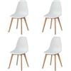 GrandCA HOME Sedia da pranzo in Stile Nordico,Set di 4 sedie con Gambe in Legno massello, Adatto per sala da pranzo soggiorno (Bianco)