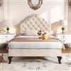 Dalred Letto imbottito con rete a doghe e testiera, letto imbottito con testiera regolabile in altezza, letto singolo, supporto per doghe in legno, facile da montare, velluto (beige, 90 x 200 cm)