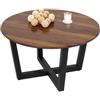Mendler Tavolino rotondo salotto divano HWC-M61 Ø80cm legno laminato HPL melaminico gambe scure effetto palissandro