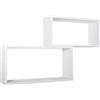 MODULARREDO | BIS RETTANGOLO BISLUNGO Set di 2 Mensole da Muro, Pensile Bagno, Mensola da Parete, Scaffale da Parete, Bianco, 70x35 p20 cm e 60x30 p20 cm - Made in Italy