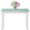 Mar.c.a. Design - Tavolo da Pranzo Allungabile Rettangolare 110x70x76 cm - Allungabile Fino a 180 Cm - Struttura in Acciaio Bianco e Piano in Vetro - Made in Italy