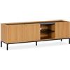 HOMN LIVING Mobile TV Curva con 3 ante, colore Rovere, 160 cm (larghezza) 40 cm (profondità) 55 cm (altezza)
