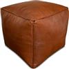 See the Good Pouf Quadrato in Vera Pelle - Fatto A Mano - Venduto Imbottito - Cuscini da Pavimento, ottomano, poggiapiedi (Marrone caramello)