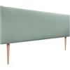 DHOME Testiera imbottita in ecopelle o tessuto Aqualine liscio e con gambe, in ecopelle verde acqua, 160 cm con gambe, letto 150/160 cm)