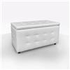 Bissolo Casa Panca Contenitore in Ecopelle Bianca 82x43x46 cm - Pouf Salvaspazio con Seduta Imbottita, Design Moderno per Ingresso, Camera, Salotto