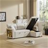 Kelodan Divano letto angolare a forma di L, allungabile, con ripiano integrato, colore: beige
