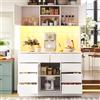 DACHETOU Mobile alto moderno, bianco, 120 × 40 × 183,5 cm, armadio da cucina, armadi alti per soggiorno, 8 cassetti, chiusura magnetica, ripiani regolabili in altezza