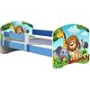 ACMA Letto per Bambino Cameretta per Bambino con Materasso Rete a doghe II BLU (02 Animaletti, 140x70 cm)
