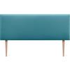DHOME Testiera AQUALINE in Similpelle o Tessuto Liscia con Gambe, Letto Imbottito di Lusso (160x105cm, Gambe per Letti 150/160, Similpelle Turchese}