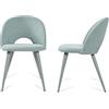[en.casa] Set di 2 Sedie da Sala Pranzo Poltroncine per Salotto Cucina Coppia di Sedie Imbottite con Rivestimento in Tessuto 77 x 50 x 55 cm - Verde Chiaro
