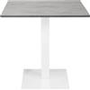 Liberoshopping Tavolo da bar quadrato con base centrale in metallo e piano laminato resistente - ideale per locali, ristoranti, pub, uso interno o esterni coperti (Gamba Bianca, Cemento, 80x80)
