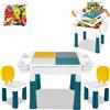 Aufun Set Tavolo e Sedie per Bambini Regolabili in Altezza 6 in 1 Costruzioni Tavolo da Gioco, Grandi Costruzioni Multifunzionali Set con Blocchi da 163 Pezzi,2 Sedie, Regalo per Ragazzi e Ragazze