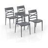 REDÒKASA Set 4 sedie in polipropilene FLOW made in Italy impilabile, resistente ai raggi UV, design moderno, ideale per sala da pranzo, cucina, bar, ristoranti o giardino (4, Grigio Metal)