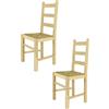 t m c s Tommychairs - Set 2 sedie modello Rustica per cucina bar e sala da pranzo, robusta struttura in legno di faggio levigato, non trattato, 100% naturale e seduta in paglia