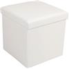 Tata Home Pouf Contenitore Scatola Sgabello Poggiapiedi Pieghevole Salvaspazio in Ecopelle cm 38x38x38 Eddy Colore Bianco