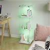 MIOOSUT Vetrina in Vetro, Armadio da Collezione Moderno in Vetro a 3 Strati con Luce LED Multicolore, Vetrina Collezione, per Artigianato, Soggiorno, Libri, 39.8*35*123.3 (Bianco-B, 1 Anta, 3 Piani)