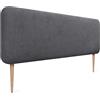 DHOME Testiera Imbottita Liscia Arrotondata in Tessuto Aqualine con Gambe per Parete Acustica Testate Letto Fonoassorbenti Camera da Letto (Grigio Cenere, 140cm)