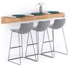 Mobili Fiver, Mensolone Da Bar Evolution 180x40, Rovere Rustico, Tavolo a muro sospeso per Bar e Ristoranti, Cucina, Made in Italy