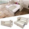 Kebnor Letto giornaliero imbottito, divano letto singolo con letto estraibile, braccioli con porta di ricarica USB e Type-C e porta bevande, tessuto misto lino, senza materasso. (beige, 90 x 190 cm)