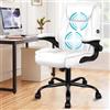 ALFORDSON Sedia Ufficio Ergonomica con Massaggio, Sedia Scrivania Poltrona Girevole ad Altezza Regolabile per Ufficio e Studio Sala Riunioni, Supporto Lombare, Portante di 150 kg, Similpelle(Bianca)