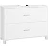 eSituro Mobiletto sotto Lavabo Salvaspazio, Mobile da Bagno con 2 Cassetti e 2 Cubi Interni, Armadio Bagno con Foro per Sifone 15x20 cm, con Gambe Rialzate, Bianco, 80x30x60 cm