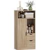 HOMCOM Mobiletto Bagno Salvaspazio Slim, Mobile Bagno con 2 Cassetti, Ripiani Regolabili a 3 Livelli e Armadietto, Stile Nordico, 50x25x100 cm, Legno Naturale