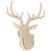 Sharplace Scultura 3D in legno, a forma di testa di cervo, decorazione da parete munita di gancio, fantastica per abbellire ambienti o per appendere collane, cappelli e chiavi beige