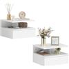 HOMCOM Set di 2 Comodini Camera da Letto Sospesi con Cassetto e Scomparto Aperto, Coppia di Comodini Moderno in Legno, Tavolini per Divano, Soggiorno, Salotto e Camera, 35x32x22.5 cm, Bianco