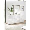 Arredocasagmb.it Mobile credenza Contenitore 3 Ante Moderno Bianco Lucido Anta con Serigrafia Soggiorno Madia Buffet con sportelli Design Mira 05