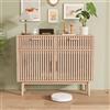 QMTXBYJ Mobile portaoggetti in rattan, credenza 80 cm, credenza sala da pranzo, credenze cucina, cassettiera con 2 cassetti e 2 ante, armadio contenitore, armadio da cucina per soggiorno, 100 x 35 x