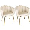 SAMIRA Poltrona conchiglia in velluto poltroncina vintage mod. Perla (2, Beige)
