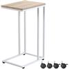 Casaria® Tavolino con Rotelle 50x35x70cm Forma a C Legno Metallo Moderno Portata 40kg Tavolo da Notte Comodino Bianco
