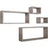 MODULARREDO | MERLINO Set 4 Mensole da Muro, Pensile Bagno, Scaffale Parete, 75x30 e 60x25 p15.5 cm, 2 da 25x15 cm, Kit Tasselli Incluso, Rovere Moka - Made in Italy