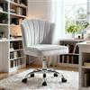 Fiximaster HomeOffice - Sedia da scrivania girevole, regolabile in altezza, in velluto, gambe argento per studio, camera da letto, portata fino a 135 kg (grigio chiaro) (Grigio chiaro)