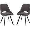 Liberoshopping Sedia da cucina moderna in tessuto con cuscino sfoderabile e struttura in metallo nero - LINDA 2 sedie (Grigio Scuro)