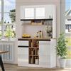 SUKY Mobile da cucina moderno, buffet, credenza, grigio e nero, maniglie in metallo, mensole regolabili, cassetti, spazio di archiviazione aperto, accessori protettivi, 105 × 45 × 185 cm (bianco)