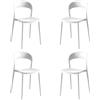 eacommerce | Sedia impilabile da cucina | Polipropilene 40x39x78 cm | Leggera, facile da pulire, design ergonomico | Adatta per interni ed esterni, resistente e versatile (Set 4 Sedie, Bianco)