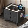 GXSDYYDS Comodino,Comodini con Altoparlante Bluetooth, Comodini Camera da Letto Moderni con Ricarica Wireless, Tavolini con Cassetto con luce LED (Pro, Grigio)