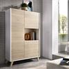 CAESAROO Credenza Soggiorno 135 cm Abby Bianco Opaco e Rovere Naturale con Tre Ante - Bianco e Naturale