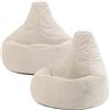 icon Dalton Poltrona Sacco, Beige, Set da 2, Velluto a Coste, Pouf Poltrona con Riempimento Incluso, Pouf Sacco, Camera da Letto, Soggiorno, Mobili Soggiorno