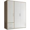 Stella Trading VALENCIA, Armadio effetto rovere Sonoma, bianco, a 3 ante molto capiente, versatile con ante a battente, per la vostra camera da letto, 155 x 195 x 60 cm, L x A x P