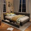Poeahu Divano Letto 140 x 200 con illuminazione a LED e presa USB, letto matrimoniale con 2 cassetti, testiera con ripostiglio, letti a 2 posti con rete a doghe per soggiorno, camera da letto, senza