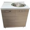 Generico Mobile Cucina con Lavello Tondo, 80x60x87 cm, Olmo/Bianco, Due Ante, Predisposizione Piano Cottura (olmo)