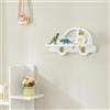 [en.casa] Mensola da Parete per Cameretta 21 x 40 x 10 cm Consolle Pensile con Sostegno Decorativo a Forma di Automobile - Bianco