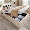 Wyibwy Letto imbottito, 90×190 cm, letto singolo, struttura letto con USB-C e rete a doghe a superficie intera, senza testata, cotone, Naturale
