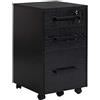 HOMCOM Cassettiera Portadocumenti da Ufficio Schedario con 3 Cassetti e Serratura, in Legno, Nero, 39.2 x 40 x 65.4cm