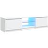 vidaXL Mobile Porta TV con luci LED, Bianco, 140x40x36 cm, Legno ingegnerizzato e Vetro temperato, Supporto per TV Fino a 60, Mobile Basso con Ripiani, Arredo Soggiorno Moderno