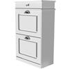 HUOLE Mobiletto portaoggetti per scarpa, cassettiera 2 paralumi, mobile d'ingresso, cassapanca, 82 x 52 x 23 cm, bianco (1 pezzo)