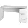 Mondo Viro Scrivania in legno bianco opaco con cassettiera 138 cm largo
